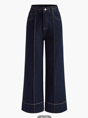Commense High-Rise Wide Leg Jeans in Dark Indigo size Large